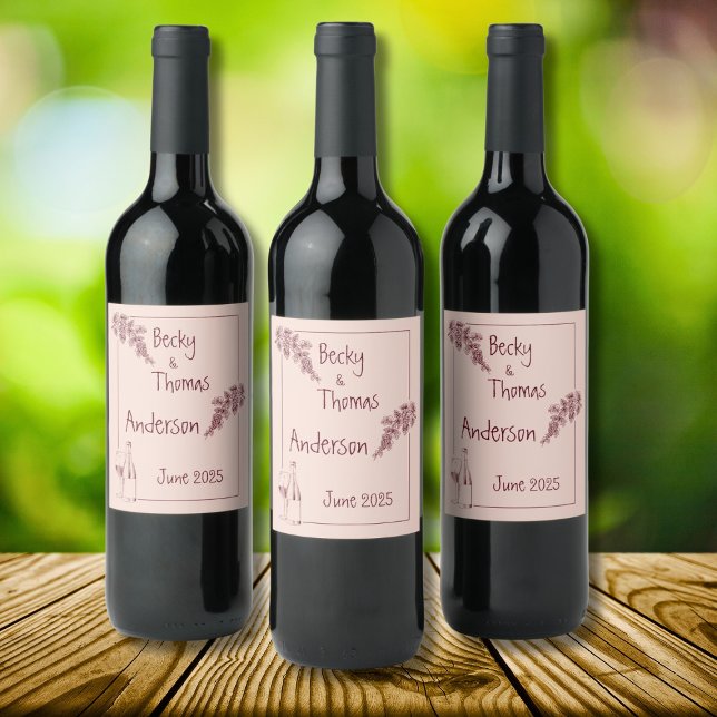 Simpel Design with Three Names Wine Label (Creator Uploaded)