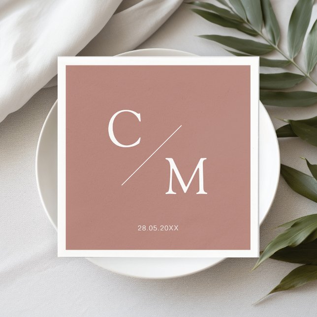 Simpel Elegant Monogramm Brown Napkin (Creator Uploaded)