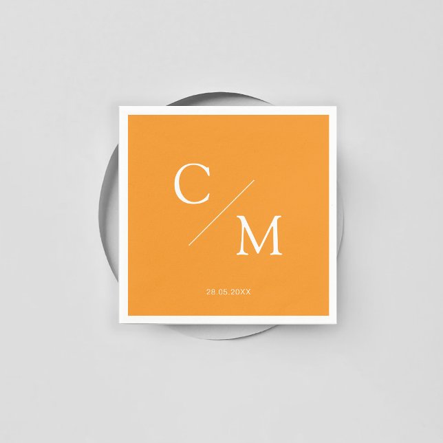Simpel Elegant Monogramm Orange Napkin (Creator Uploaded)