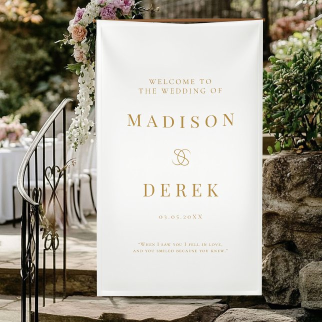 Simpel Elegant Wedding WELCOME Banner (Simpel, Elegant, Wedding "WELCOME" Banner with your name and date.)