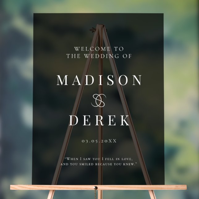 Simpel Elegant Wedding WELCOME Black  Acrylic Sign (Neutral)