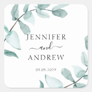 Simpel Eucalyptus Wedding Sticker