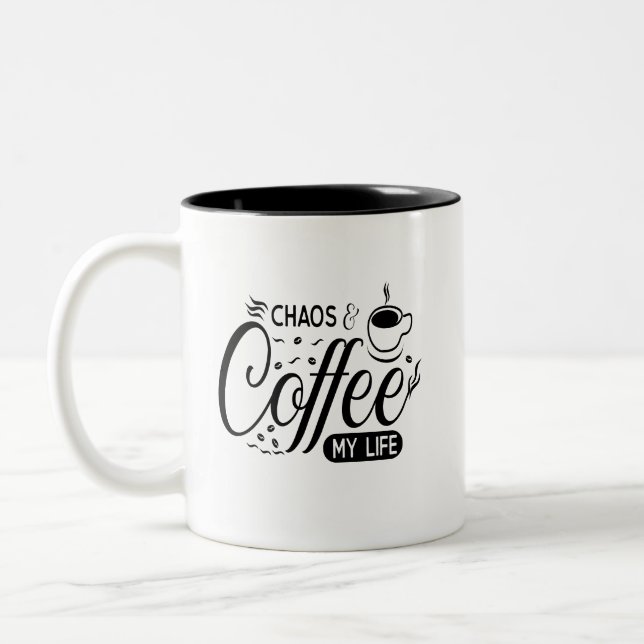 Simpel Humor Morning Chaos Coffee My Life Bold  Two-Tone Coffee Mug (Left)