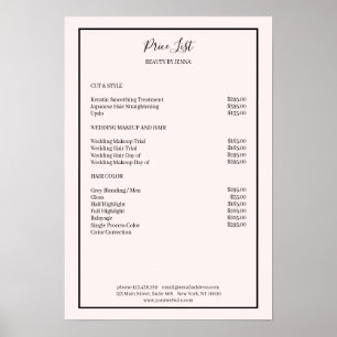 Simpel Lightpink Black  Price List  Poster