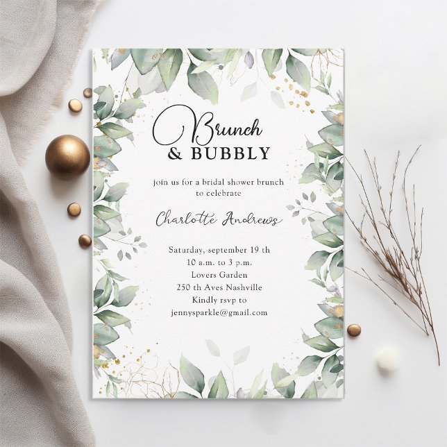 Simpel, minimal, eucalyptus Bridal Shower Invitation (Creator Uploaded)