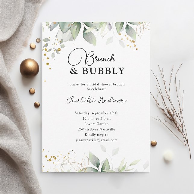 Simpel, minimal, eucalyptus Bridal Shower Invitation (Creator Uploaded)