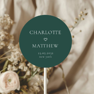 Simpel, minimal, heart wedding Round Sticker
