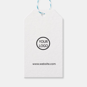 SIMPEL MINIMAL WHITE CUSTOM LOGO HERE NAME HERE GIFT TAGS