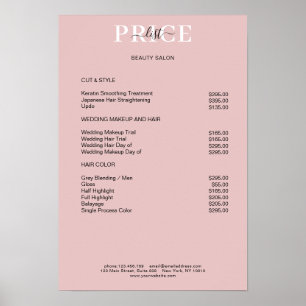 Simpel Pimk Blush Price List Poster