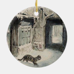 Simpkin the Cat Goes Out (by Beatrix Potter) Ceramic Ornament