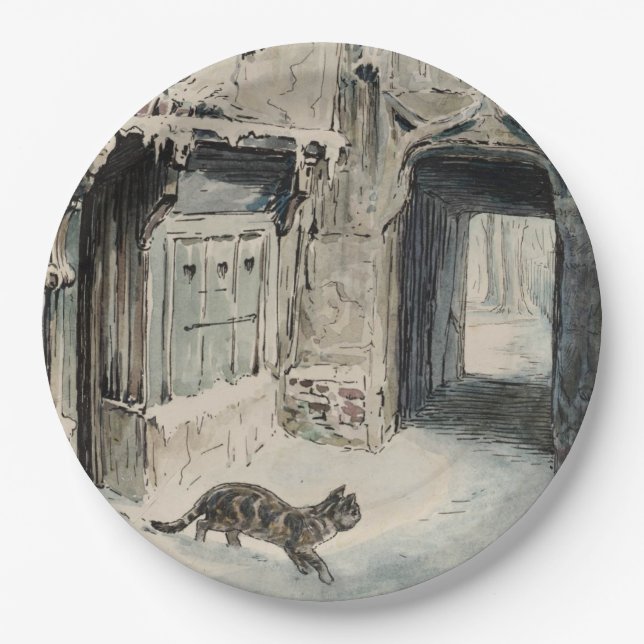 Simpkin the Cat Goes Out (by Beatrix Potter) Paper Plate (Front)
