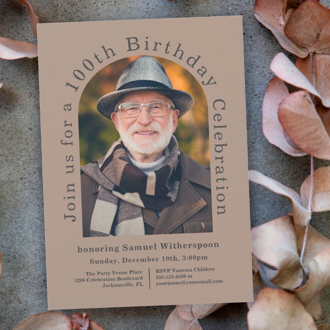 Simple 100th Birthday Party with 2 Photos Invitation (Creator Uploaded)