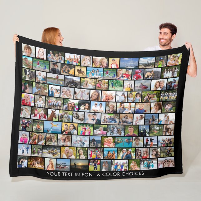 Simple 110 Photo Collage Multiple Shapes Fleece Blanket (In Situ)