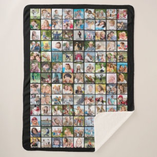 Simple 117 Photo Collage with Captions Your Colour Sherpa Blanket
