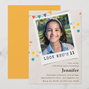 Simple 11th birthday invitations Girl Orange Photo