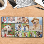 Simple 12 Photo Collage Custom Modern Personalized Desk Mat<br><div class="desc">This desk mat features a customizable photo collage perfect for showcasing your favourite pictures of family, pets, friends or grandparents. The modern and cute design is ideal for dog lovers, family, and friends, or anyone looking for a fun desk accessory. It's a great addition to any office space and can...</div>