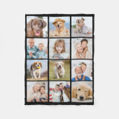 Simple 12 Picture Family Friends Pets Collage Fleece Blanket (Front)