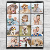 Simple 12 Picture Family Friends Pets Collage Fleece Blanket