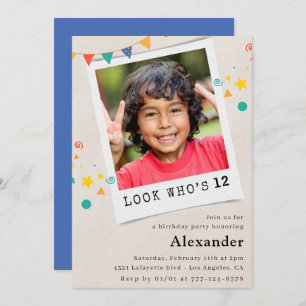 Simple 12th birthday invitations Blue Photo