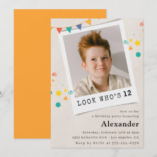 Simple 12th birthday invitations Boy Photo
