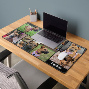 Simple 13 Photo Collage Custom Colour Personalized Desk Mat