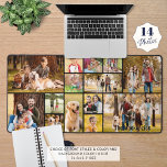 Simple 14 Photo Collage Custom Colour Personalized Desk Mat<br><div class="desc">Create your own custom colour photo desk mat utilizing this easy-to-upload photo collage template featuring 14 pictures of various shapes and sizes and personalized with a name, monogram or text in your choice of font styles and colour. You can delete the sample text to leave blank and choose your own...</div>