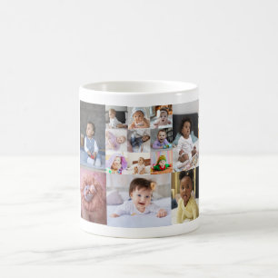 Simple 14 Photo Collage Custom Gift Coffee Mug