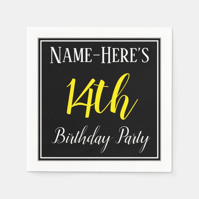 Simple, 14th Birthday Party w/ Custom Name Napkin (Front)