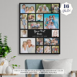 Simple 16 Photo Collage Custom Colour Personalized Faux Canvas Print<br><div class="desc">Create your own personalized, custom colour photo memory faux canvas 16x20" wall art piece utilizing this easy-to-upload photo collage template featuring 16 square and rectangle pictures to accommodate a variety of shapes and sizes of images and your custom text in your choice of font styles and colours. The editable text...</div>