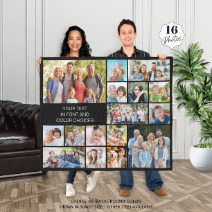 Simple 16 Photo Collage Your Colour Fleece Blanket