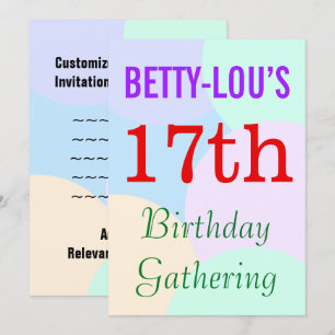 Simple "17th Birthday Gathering" Invitation
