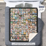 Simple 180 Square Photo Collage Custom Colour Sherpa Blanket<br><div class="desc">Making your own photo memory keepsake blanket is a great way to cherish and treasure special memories. Create your own utilizing this easy-to-upload photo collage template with 180 square pictures and your choice of background colour (shown in black). Make as a gift for family members or friends commemorating a special...</div>