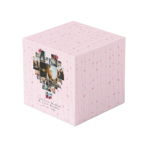 Simple 18 Heart shaped Photo Collage couples gifts Cube