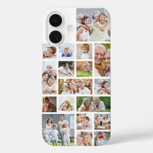 Simple 18 Photo Collage Photos Custom Colour White iPhone 16 Case