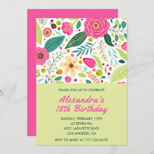 Simple 18th birthday invitations Floral Colourful 