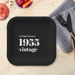 Simple 1955 Vintage Name Black 70th Birthday Party Paper Plate<br><div class="desc">Simple 1955 Vintage Name Black 70th Birthday Party. Simple and classy. Easily personalise the text to your own requirements.</div>