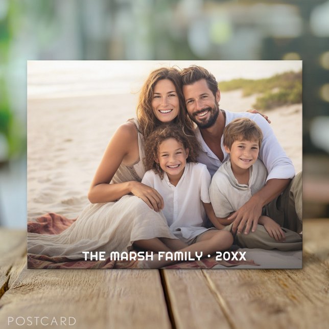 Simple 1 Photo Full Coverage - Chunky Text Overlay Postcard (Custom Personalized Photo Collage Postcard)