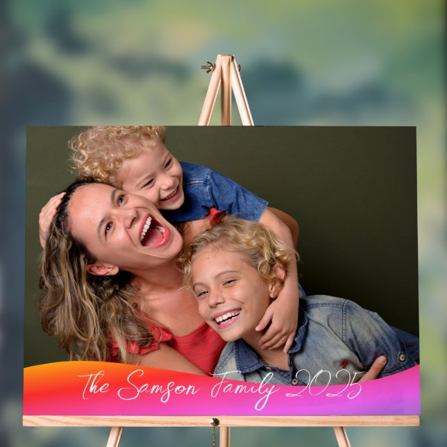 Simple 1 Photo Full Coverage - Script Text Overlay Acrylic Sign (Neutral)