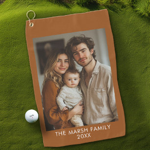 Simple 1 Photo Template - Warm Colour Border - Tex Golf Towel