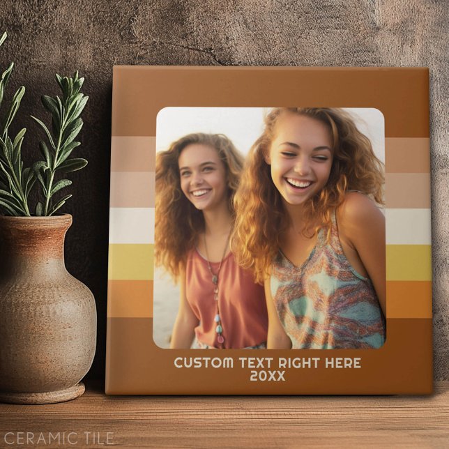 Simple 1 Photo Template - Warm Colour Border - Tex Tile (Custom Tile)