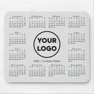Simple 2020 Calendar Business Company Logo on Grey Mouse Pad