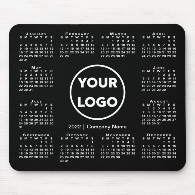 Simple 2022 Calendar Business Logo on Black Mouse Pad (Front)
