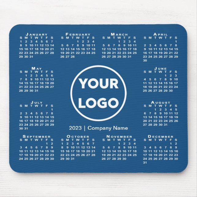 Simple 2023 Calendar Business Logo on Blue Mouse Pad (Front)