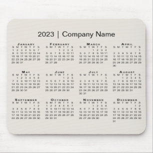Simple 2023 Calendar with Company Name on Beige Mouse Pad