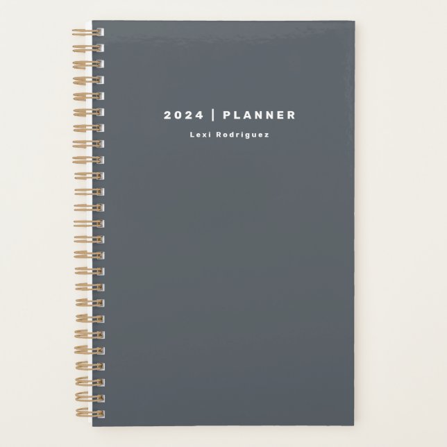 Simple 2024 Titanium Grey Weekly Monthly Non-Dated Planner (Front)