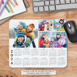 Simple 2026 Calendar 4 Photo Collage Mouse Pad<br><div class="desc">Simple 2026 Calendar 4 Photo Collage Mouse Pad. Create your own personalized, custom colour photo calendar mouse pad featuring a 2026 year-at-a-glance calendar and an easy-to-upload photo collage template with 4 pictures. Choose your font style and colour for the year and calendar month titles as well as the calendar grid...</div>
