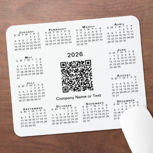 Simple 2026 Calendar Business QR Code on White Mouse Pad