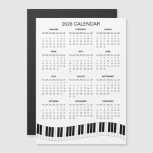 Simple 2026 Calendar with Piano Keys Magnet