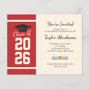 Simple 2026 Red Graduation Party Invitation