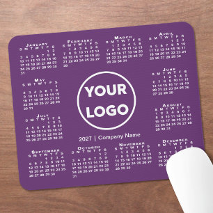 Simple 2027 Calendar Business Logo on Purple Mouse Pad